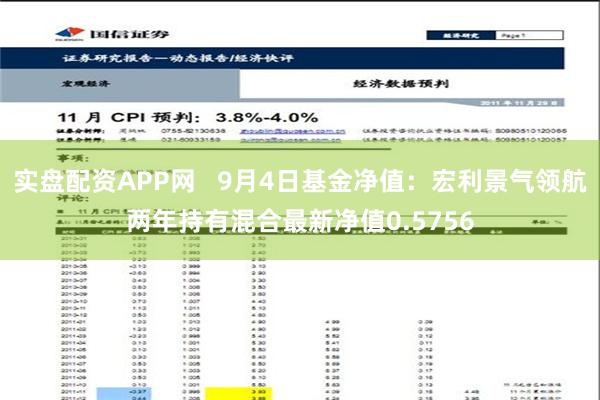 实盘配资APP网   9月4日基金净值：宏利景气领航两年持有混合最新净值0.5756