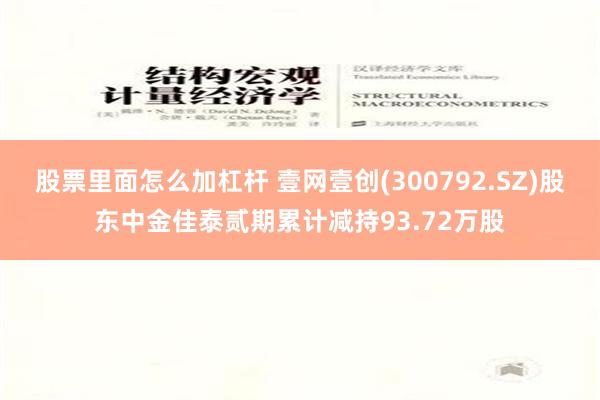 股票里面怎么加杠杆 壹网壹创(300792.SZ)股东中金佳泰贰期累计减持93.72万股