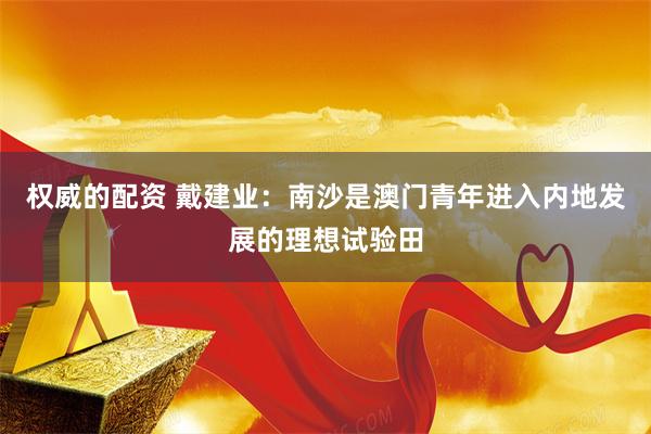 权威的配资 戴建业：南沙是澳门青年进入内地发展的理想试验田